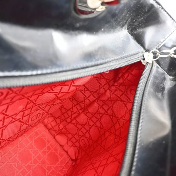 CHRISTIAN DIOR Lady Tote Hand Bag Patent Leather Black Silver Italy 12SH744 - Picture 16 of 16